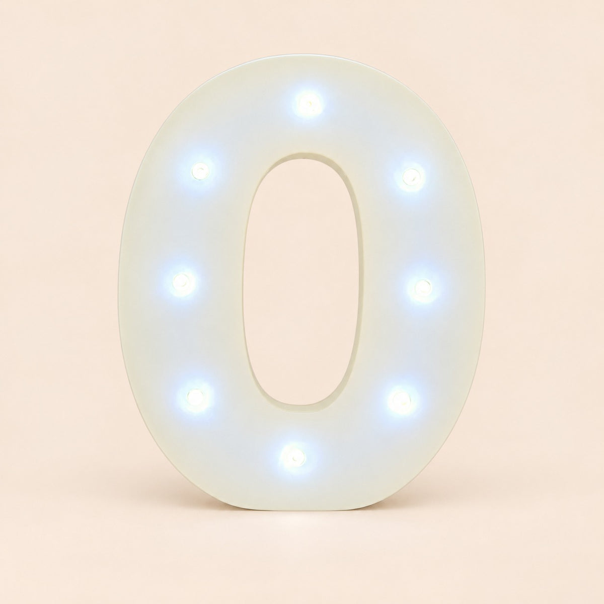 Numero 0 en 3D de luz LED luz cálida