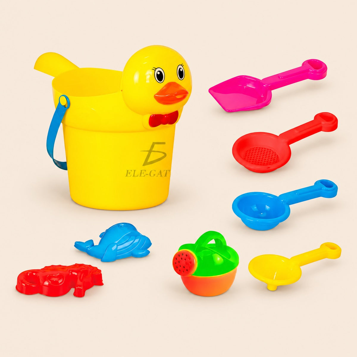 Set de playa de 8 piezas incluye cubeta en forma de pato