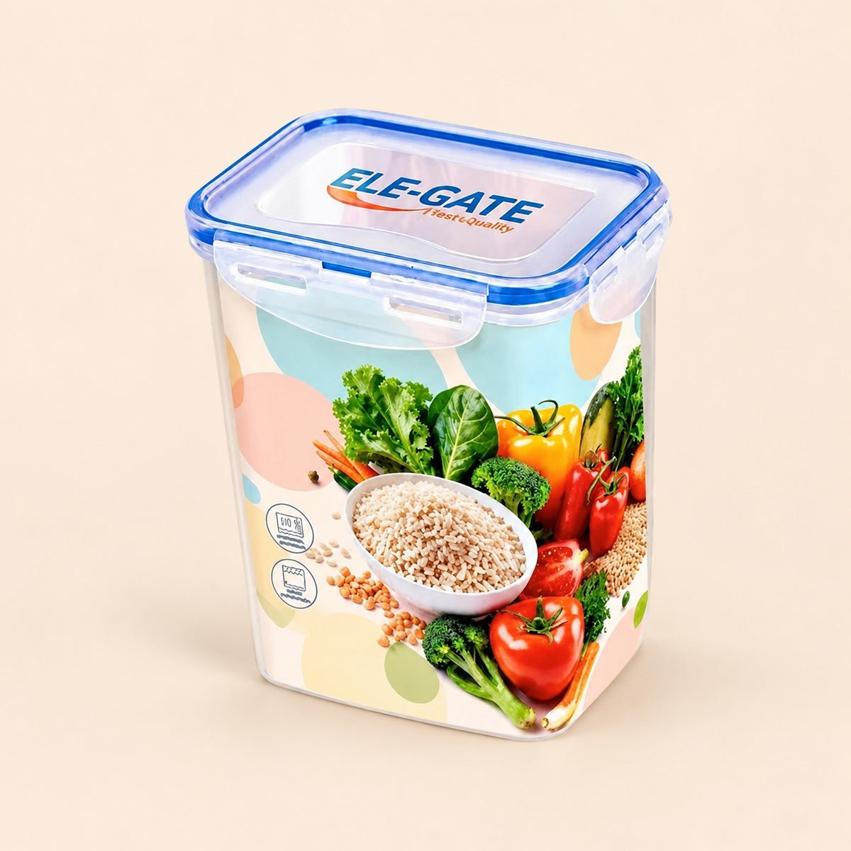Contenedor rectangular transparente de 1800 ml con tapa