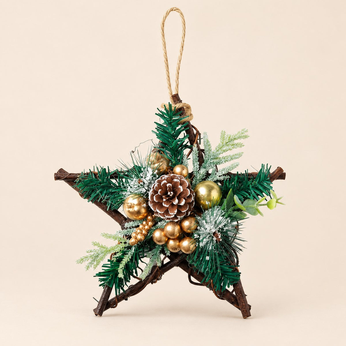 Decoración navideña en forma de estrella de belén con dorado