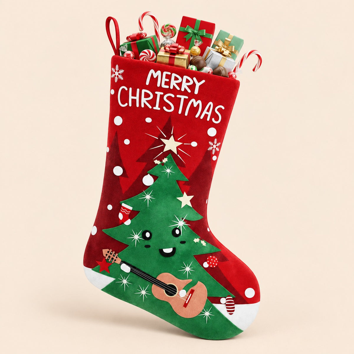 Bota navideña roja con diseño navideño 43 cm - FES.42.2