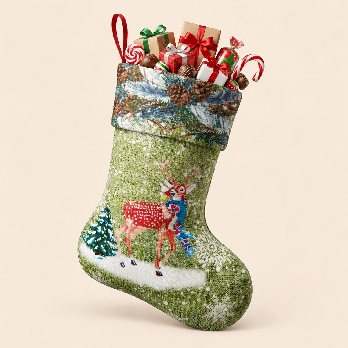 Bota navideña verde con diseño navideño 43 cm - FES.43.2