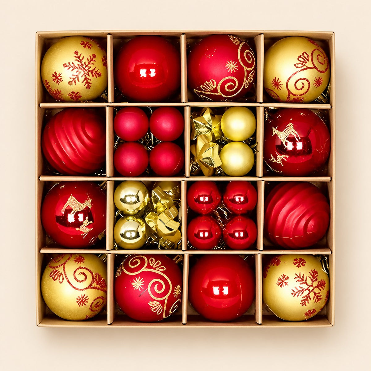 Set de 44 esferas navideñas plásticas tipo cristal