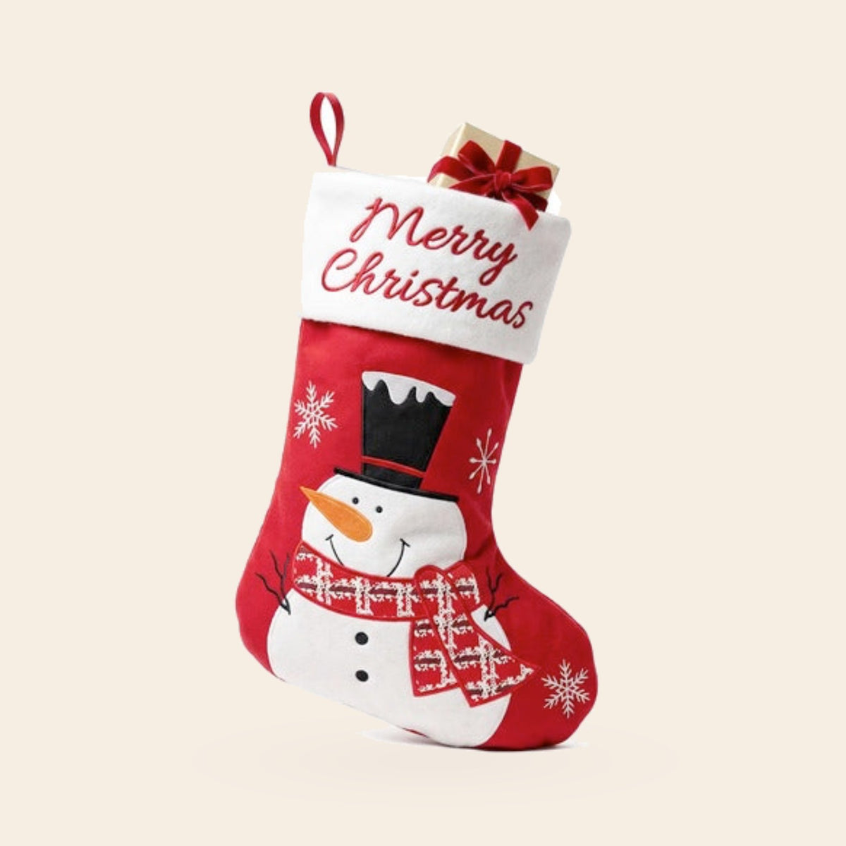Calcetín de Navidad con diseño de muñeco de nieve 38 cm