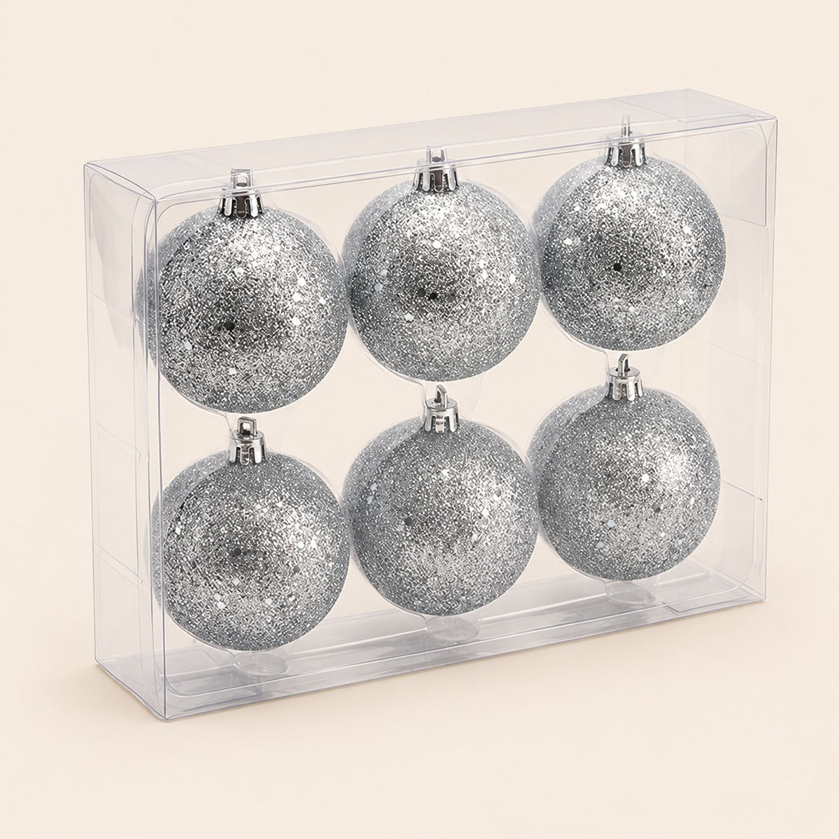 Set de 6 esferas navideñas plasticas con acabado metálicas