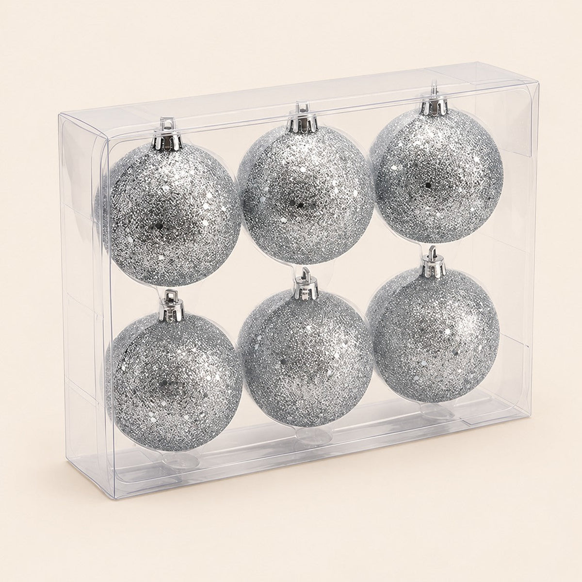 Set de 6 esferas navideñas plasticas con acabado metálicas