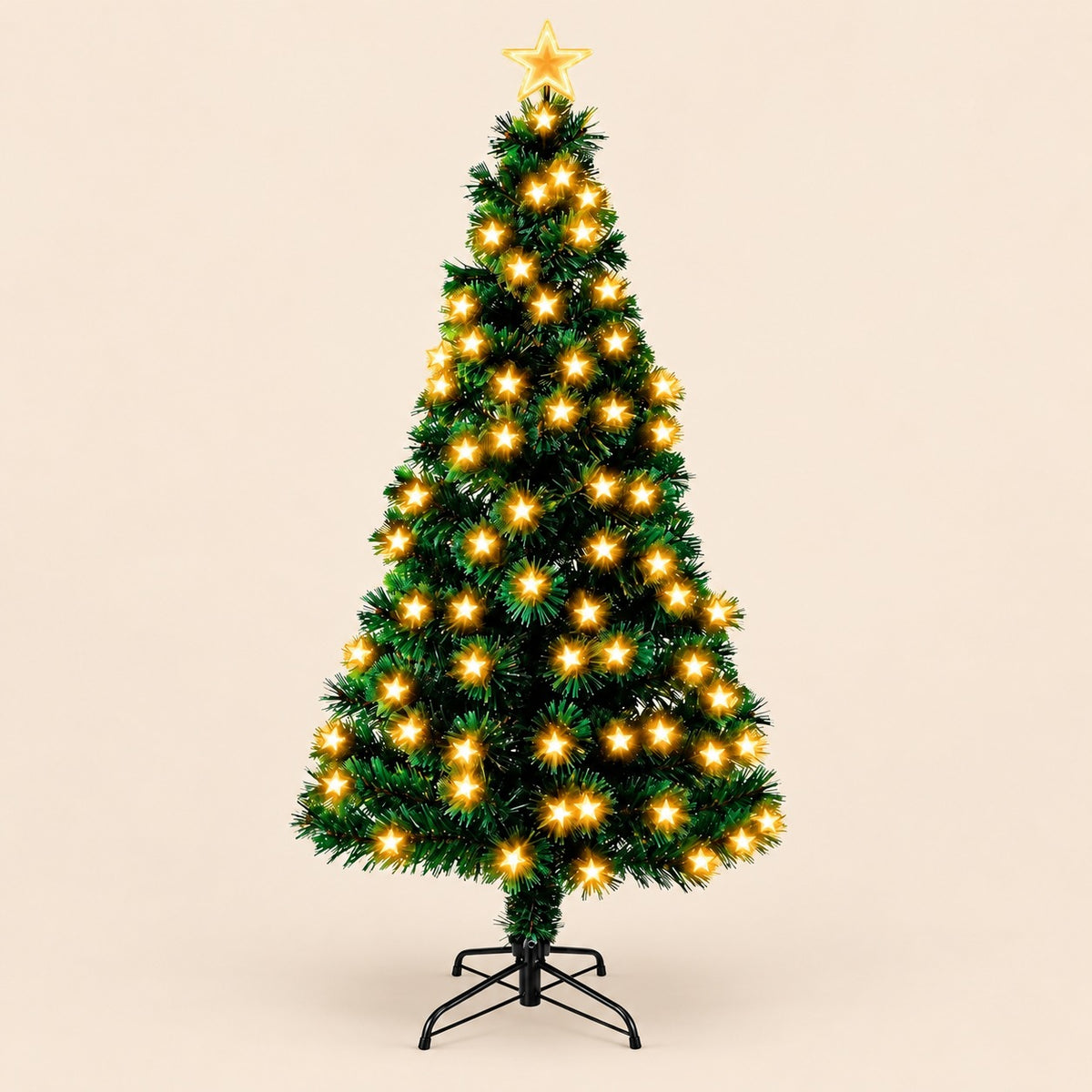 Árbol de Navidad artificial verde con luces de estrella