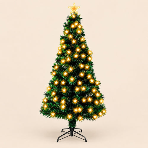 Árbol de Navidad artificial verde con luces de estrella