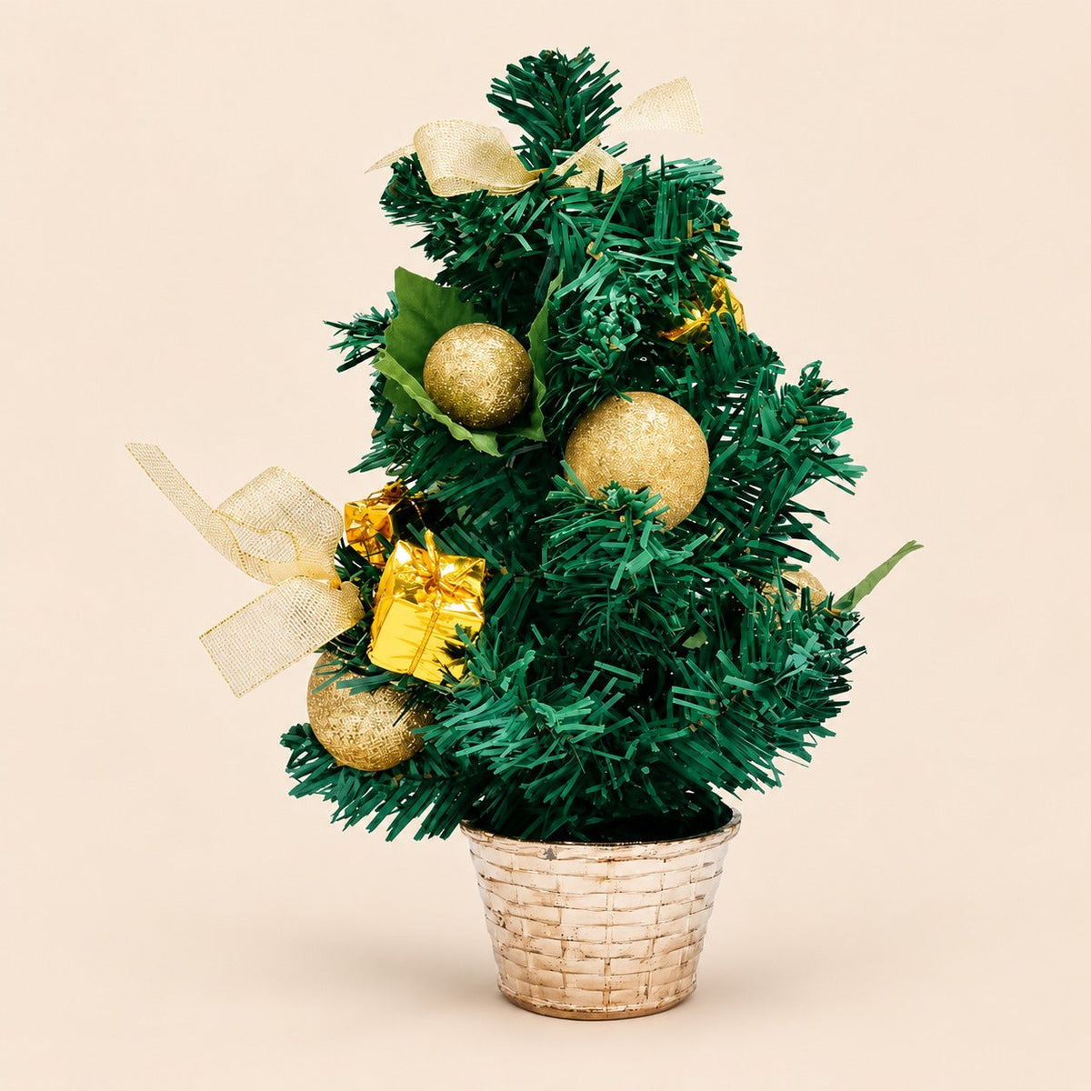 Mini árbol de Navidad 30 cm con maceta moños y esferas