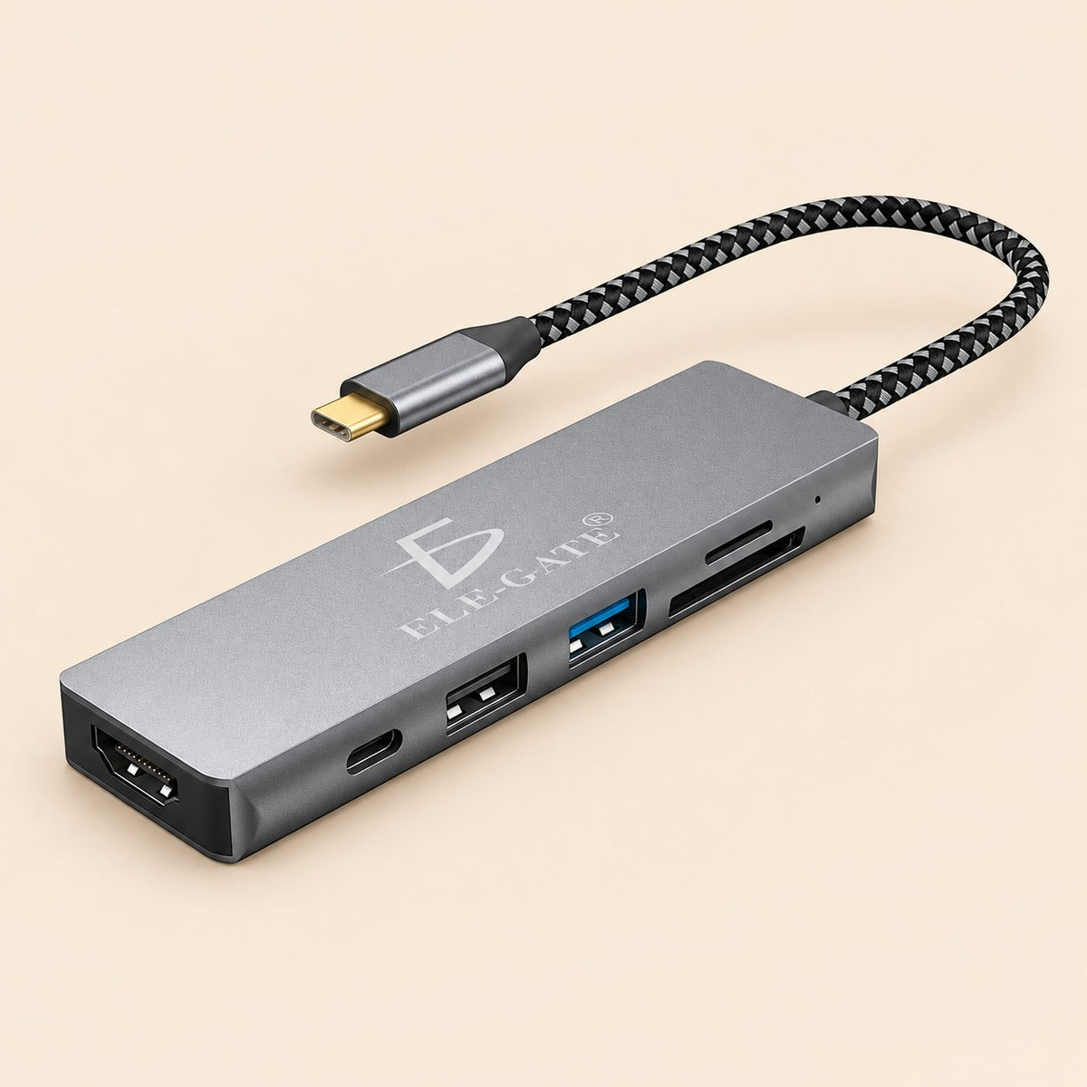 Hub adaptador 6 en 1 con salida tipo-C USB 3.0