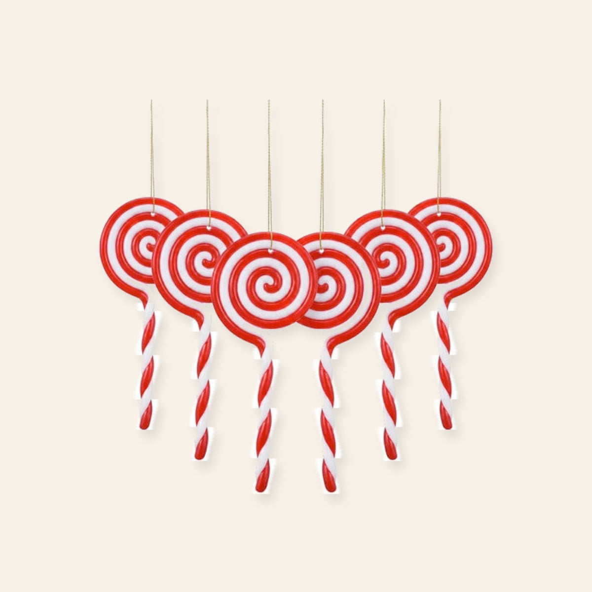 Paquete de 6 adornos navideños en forma de caramelo