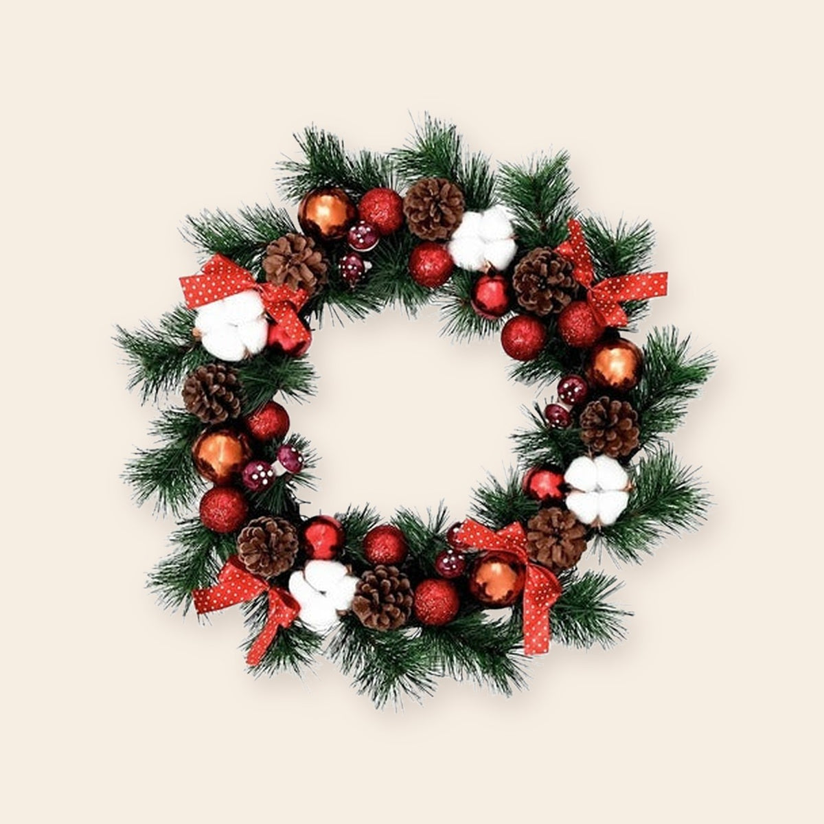 Coronas navideñas de 50 cm con esferas combinadas