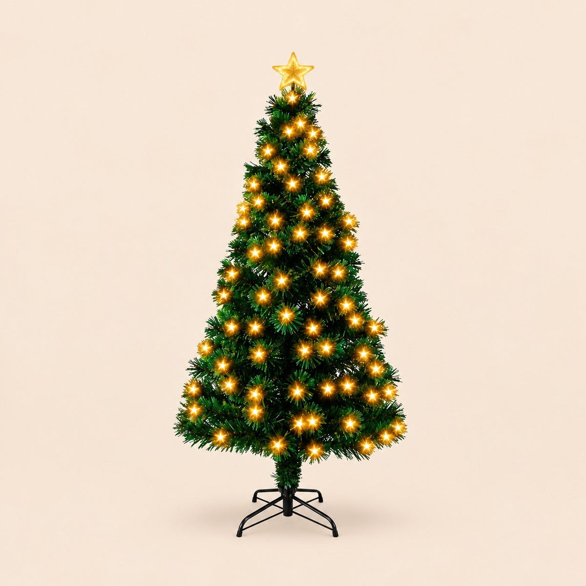 Árbol de Navidad artificial verde con luces de estrella