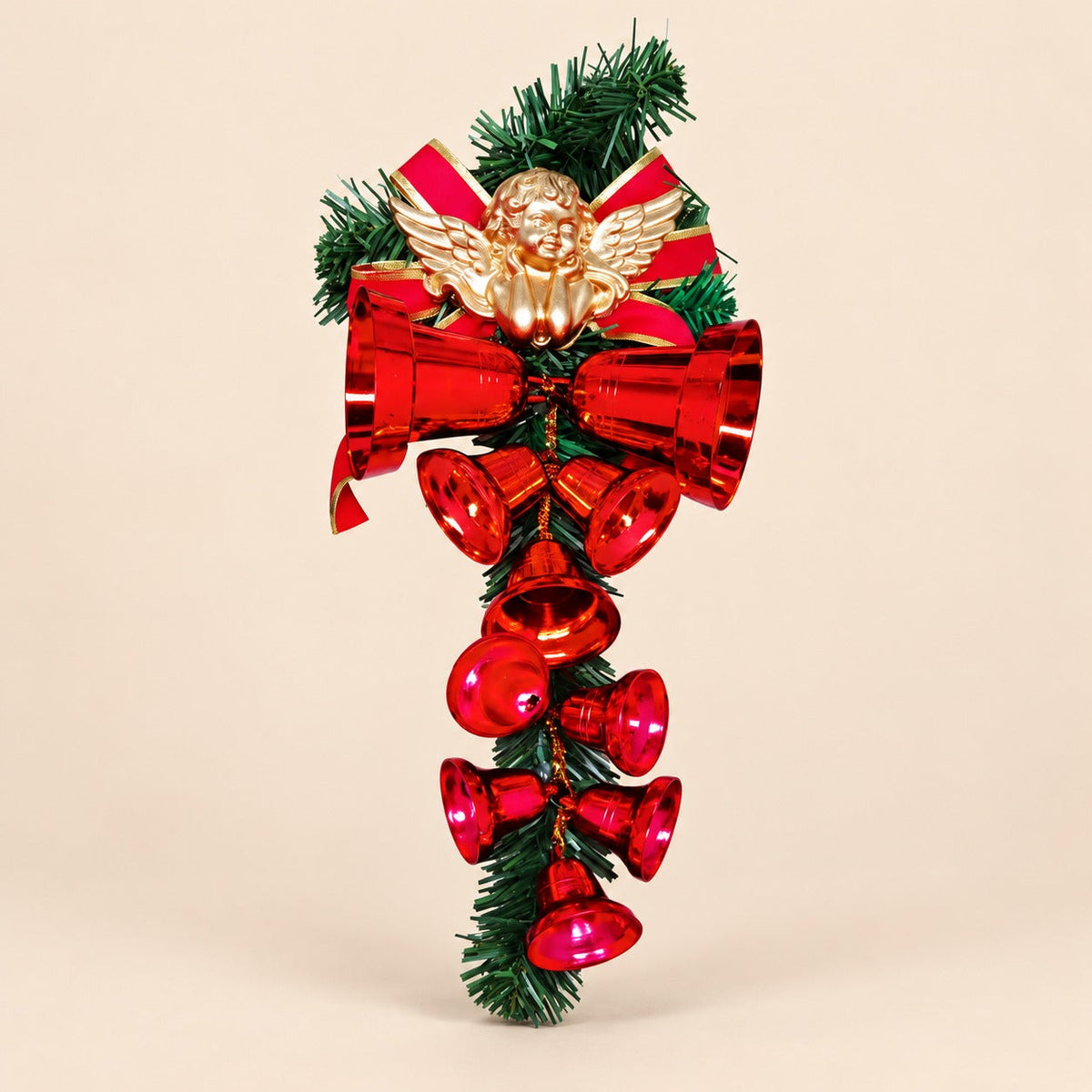 Decoración navideña de campanas jingle bell con ángel