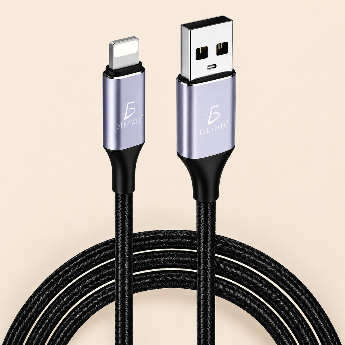 Cable Lightning USB-A 2 metros trenzado carga 2.4A