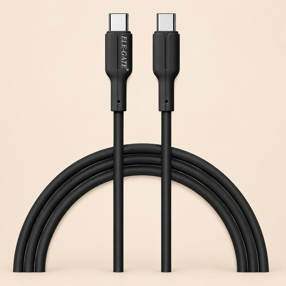 Cable USB-C a USB-C 60W de 1 m de silicona flexible - negro