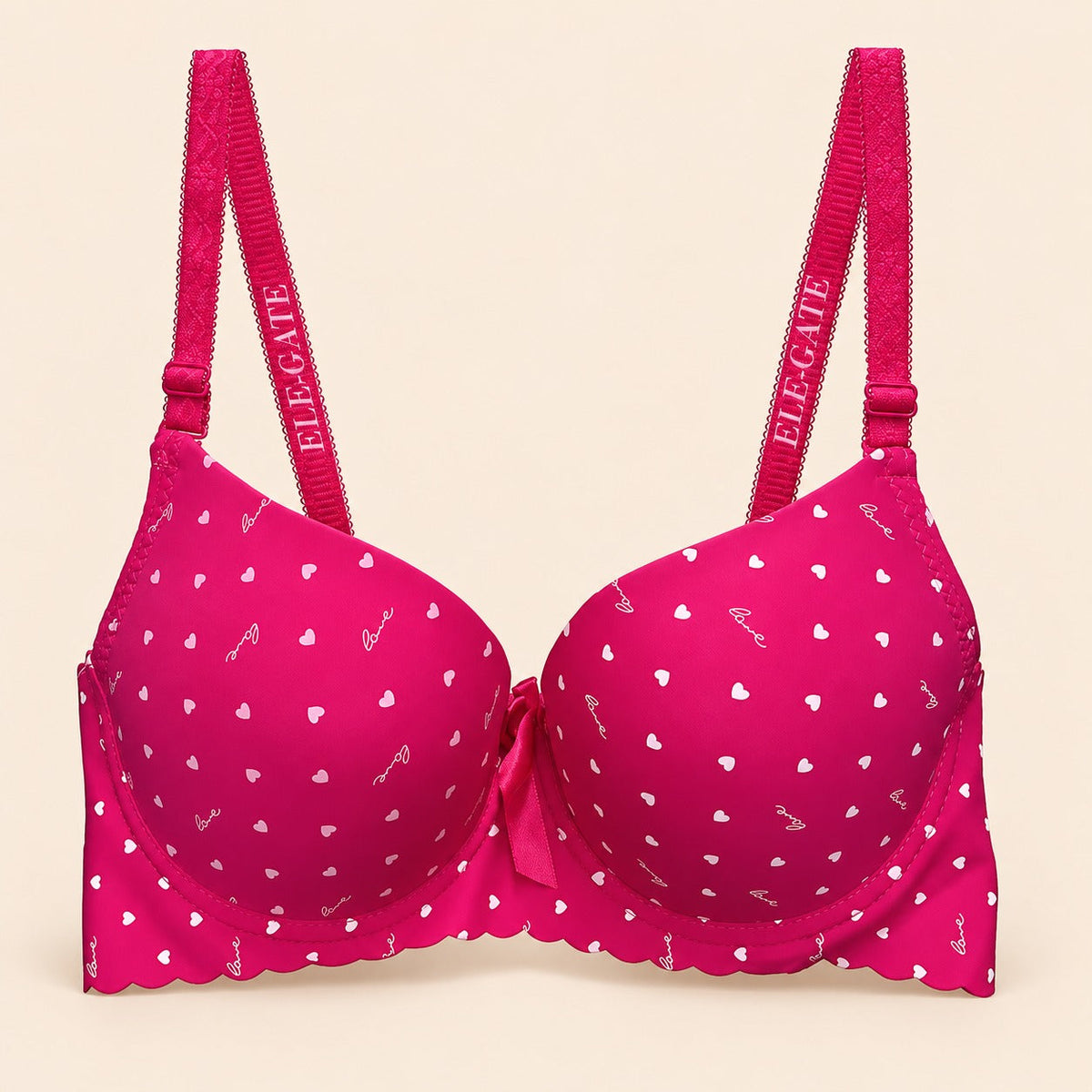 Brasier con diseño de corazones con efecto push up fucsia M