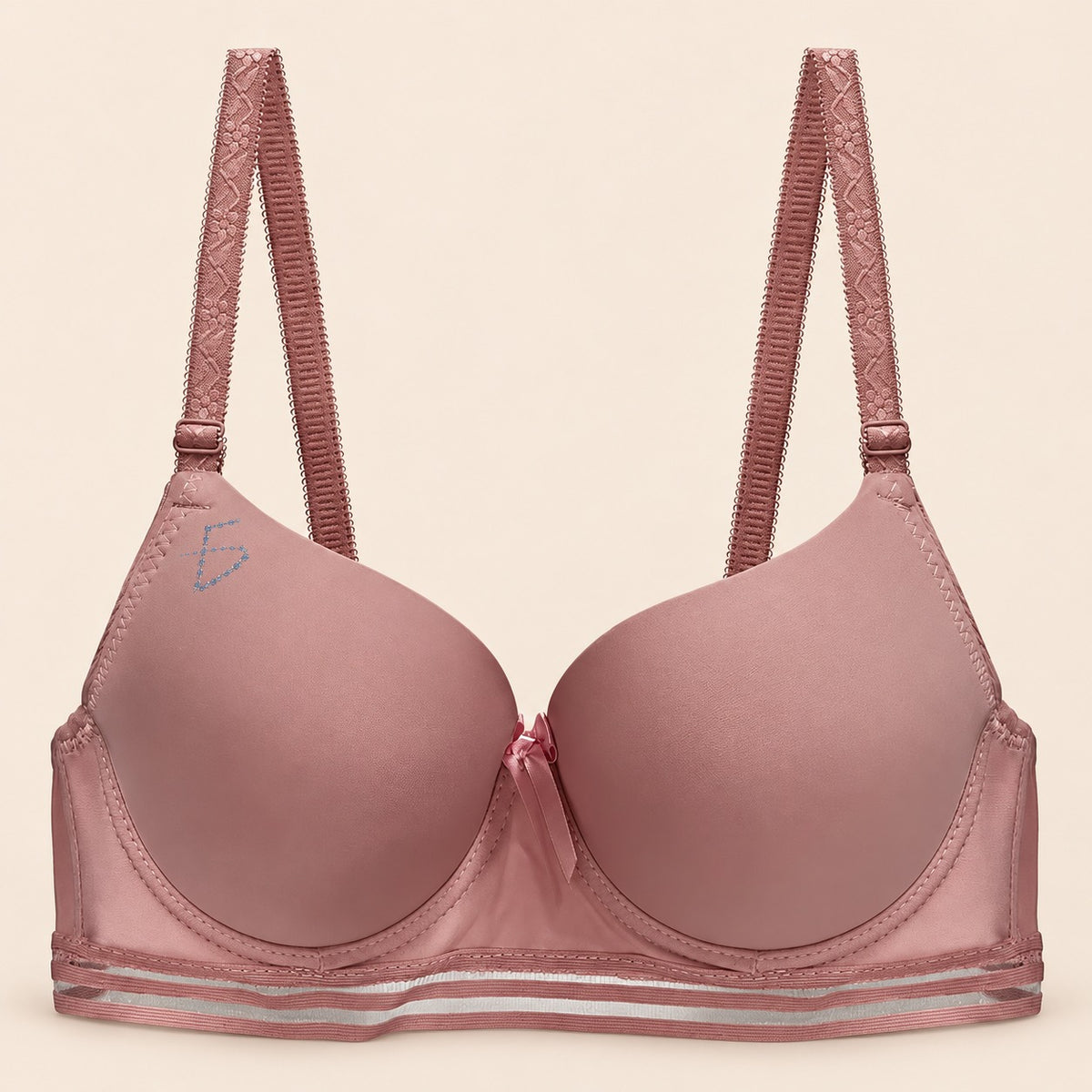 Brasier con tiras traspirables y copa completa con push up coral M