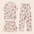Set de pijama de 3 piezas kawai fresca y ligera con estilo crema XXXL