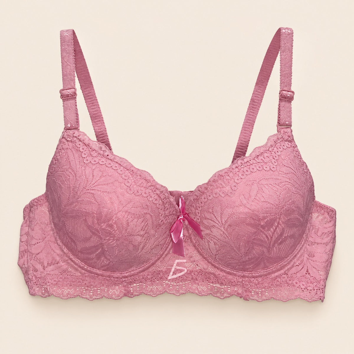 Brasier con encaje bordado push up rosa M