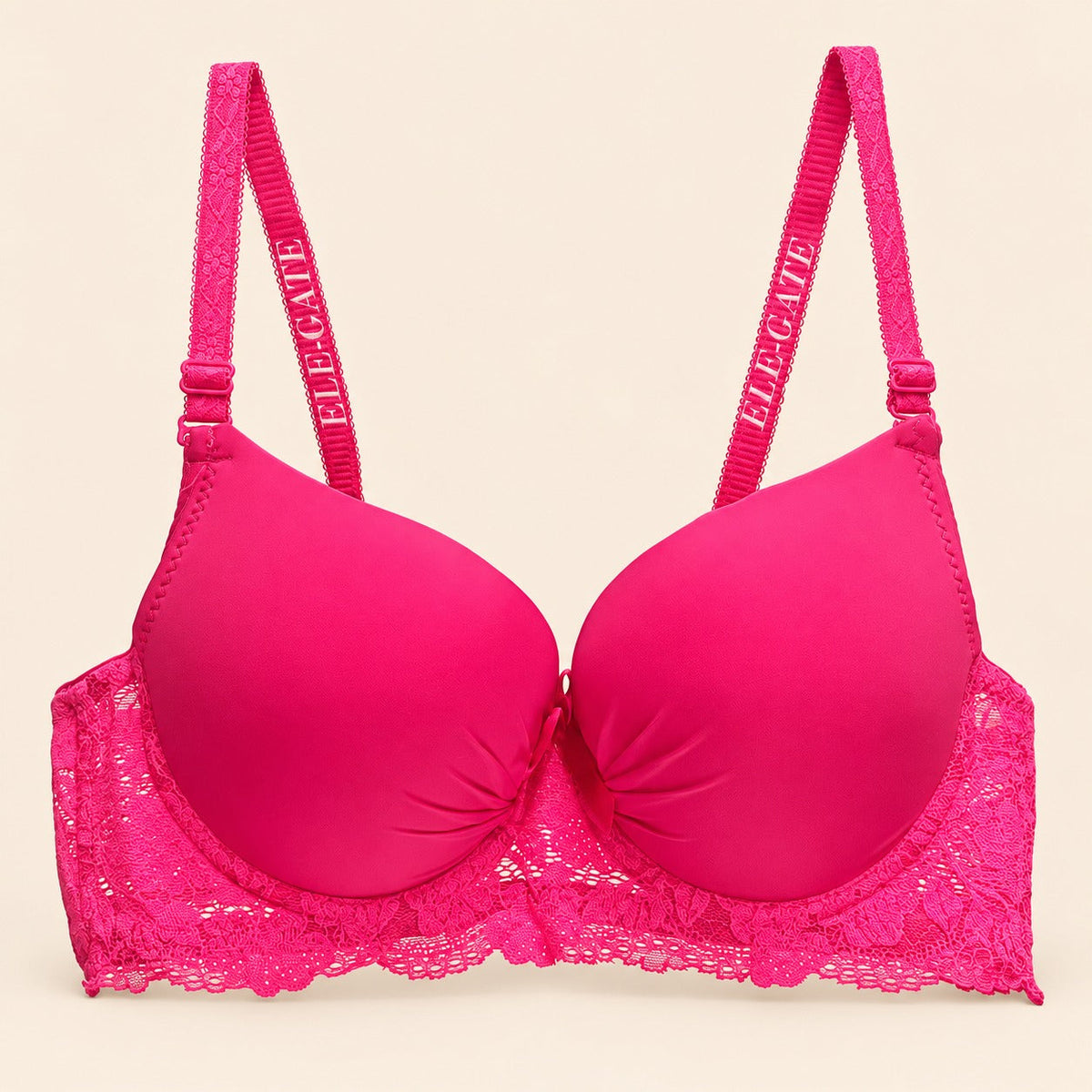 Brasier con copa completa espalda de encajé con efecto push fucsia M