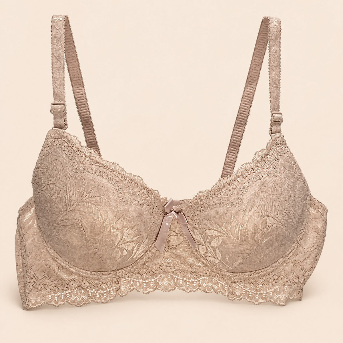 Brasier con encaje bordado push up nude M