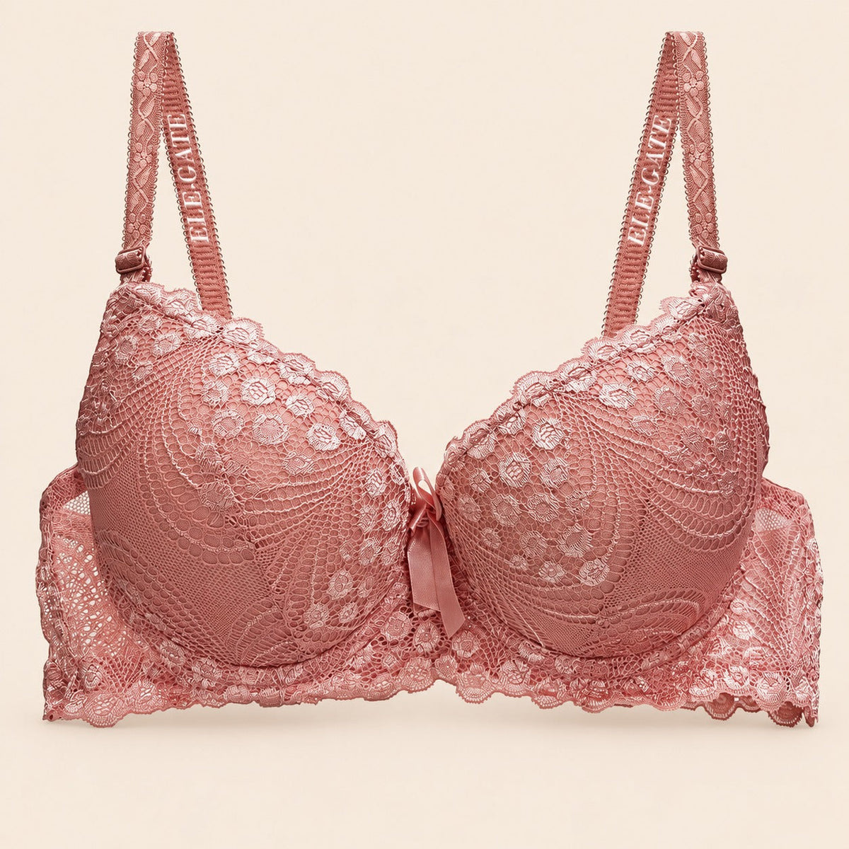 Brasier con encaje de copa completa coral M
