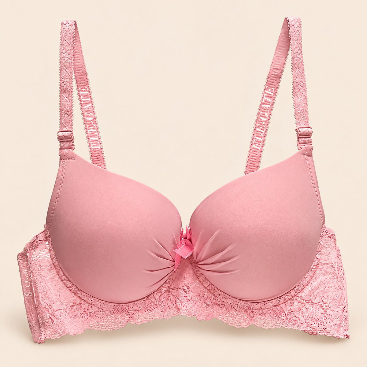 Brasier con copa completa espalda de encajé con efecto push rosa M