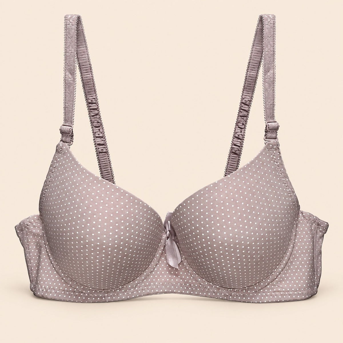 Brasier con diseño de lunares con efecto push up beige M