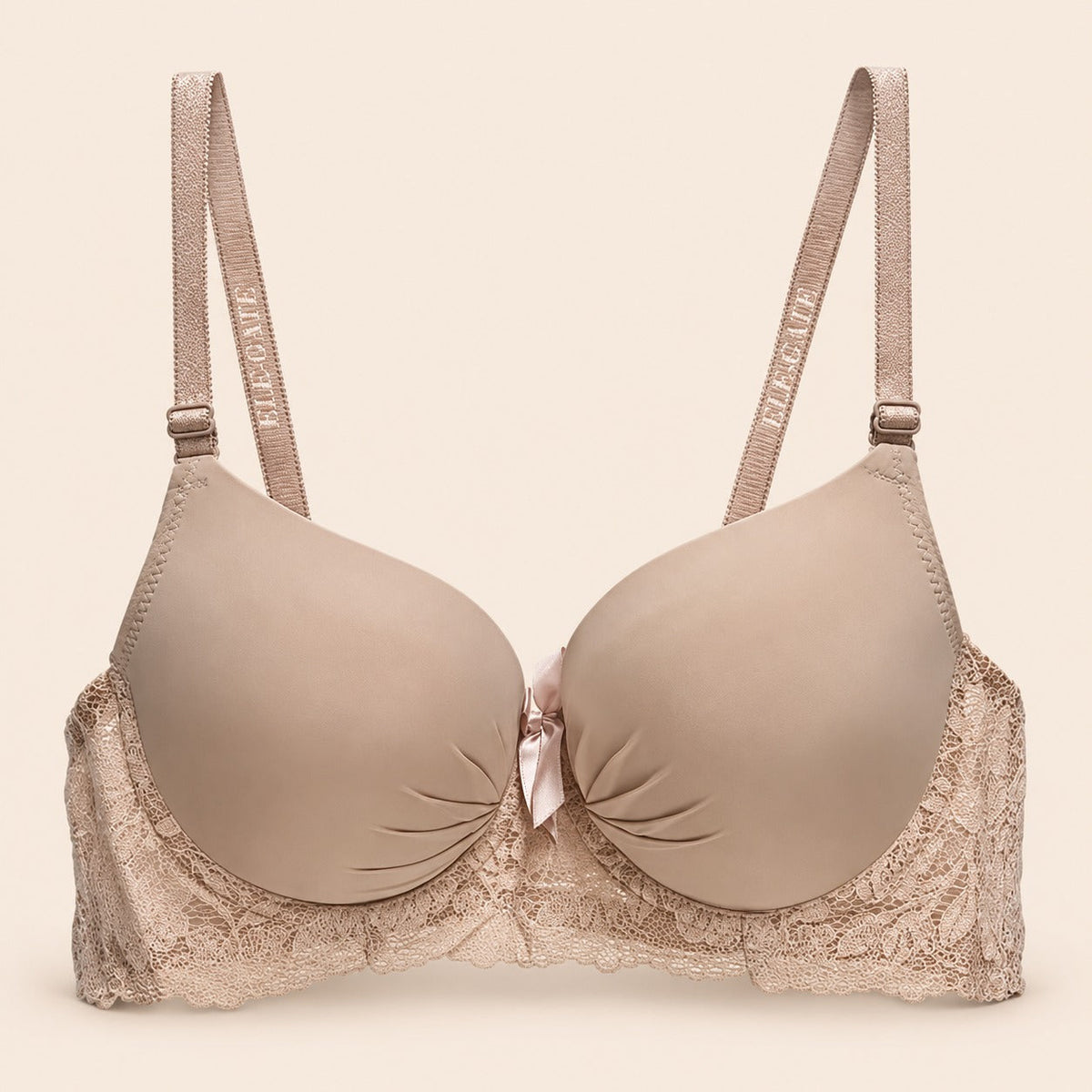 Brasier con copa completa espalda de encajé con efecto push beige M