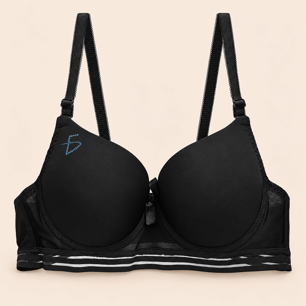 Brasier con encaje de copa completa negro M