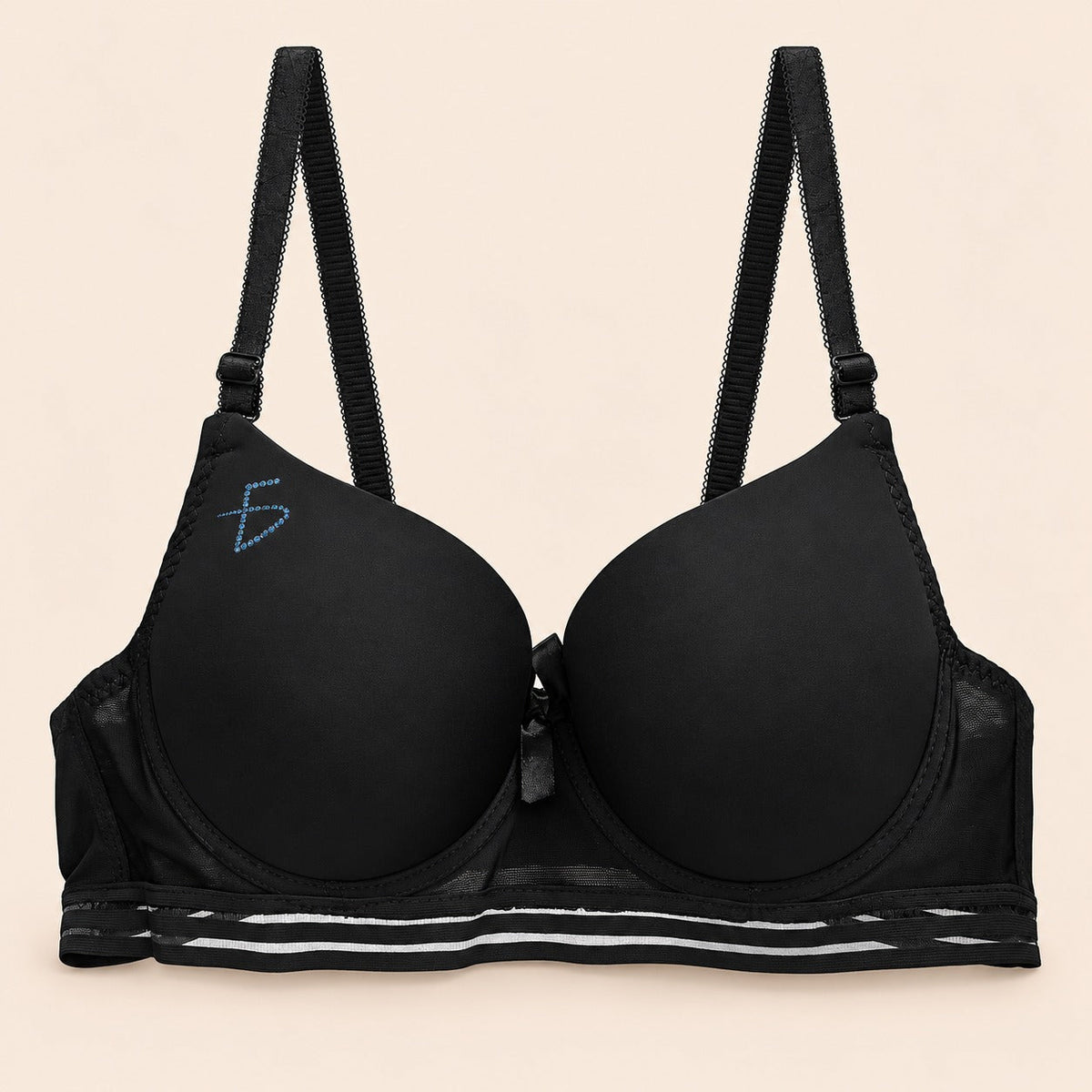 Brasier con encaje de copa completa negro M
