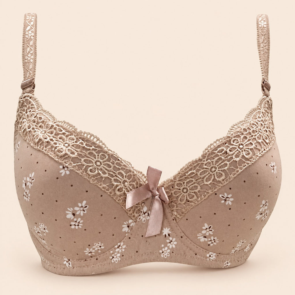 Brasier con encaje de copa completa beige M