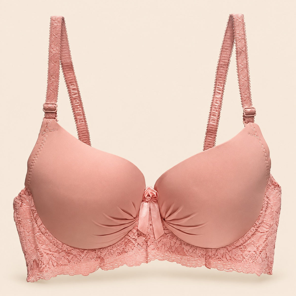 Brasier con encaje de copa completa coral M