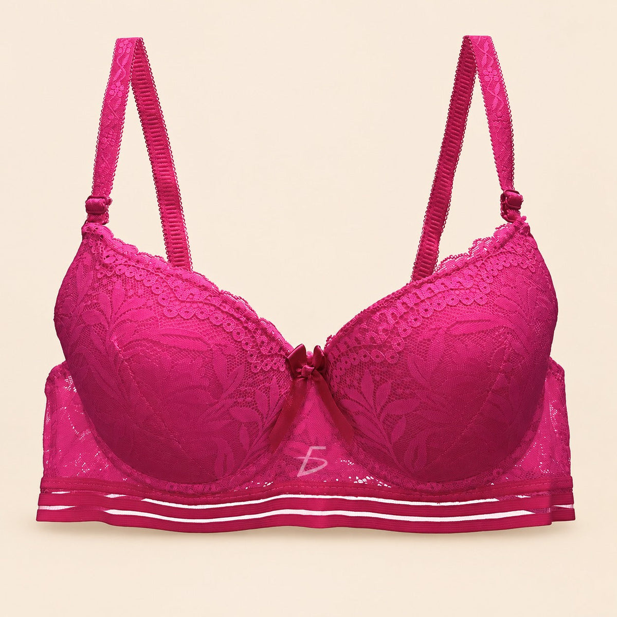 Brasier con encaje y push up con tirantes ajustables fucsia M