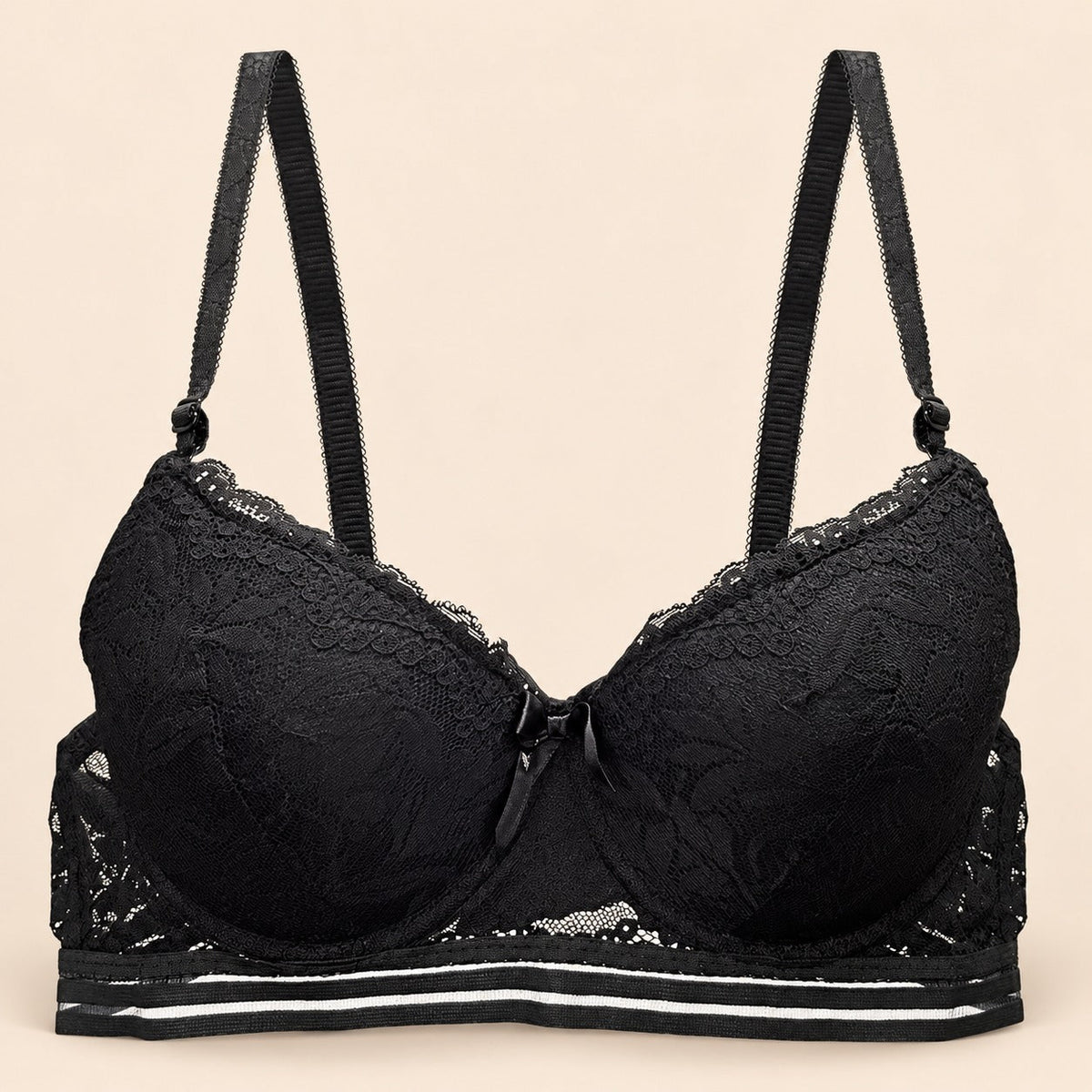 Brasier con encaje y push up con tirantes ajustables negro M