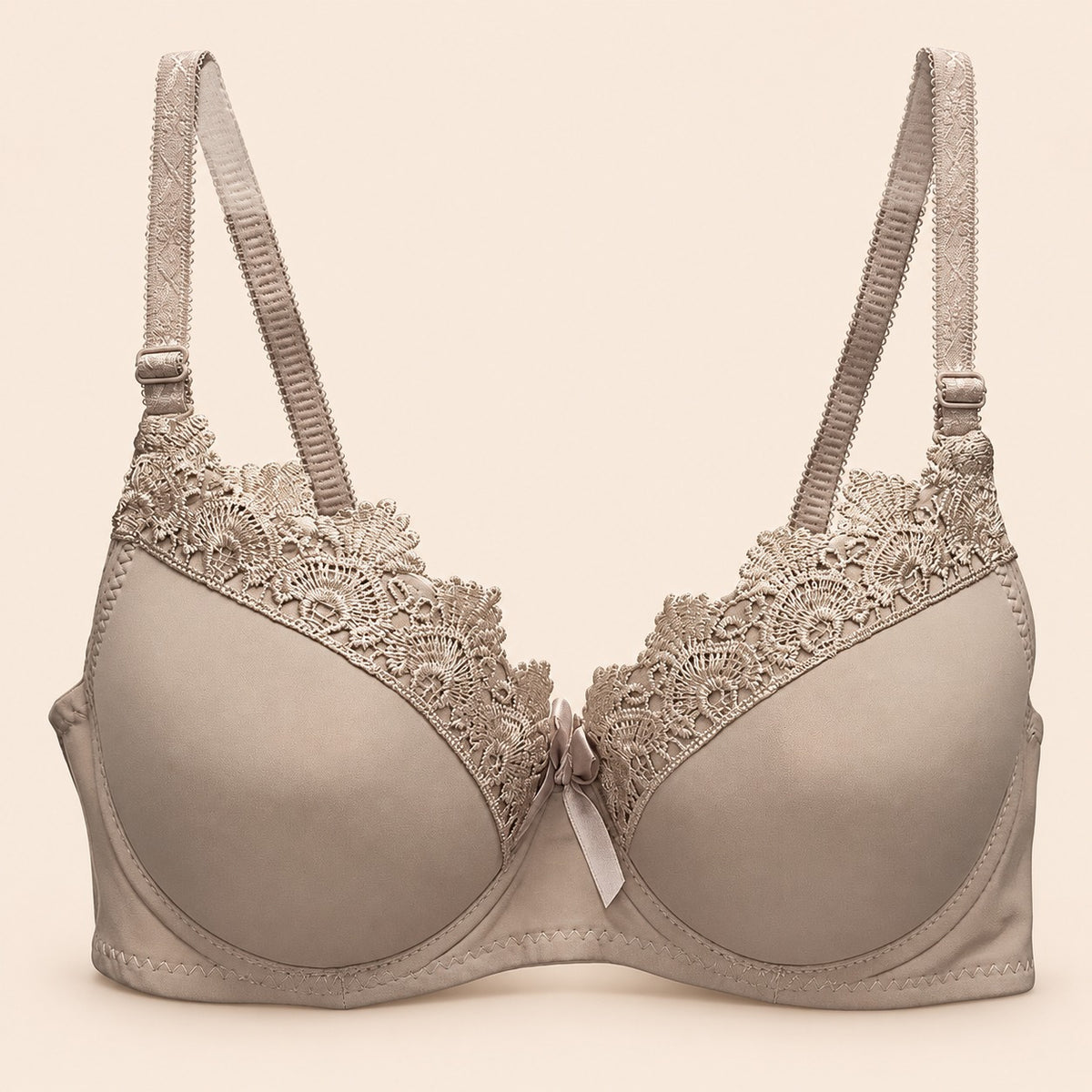 Brasier con encaje de copa completa beige M