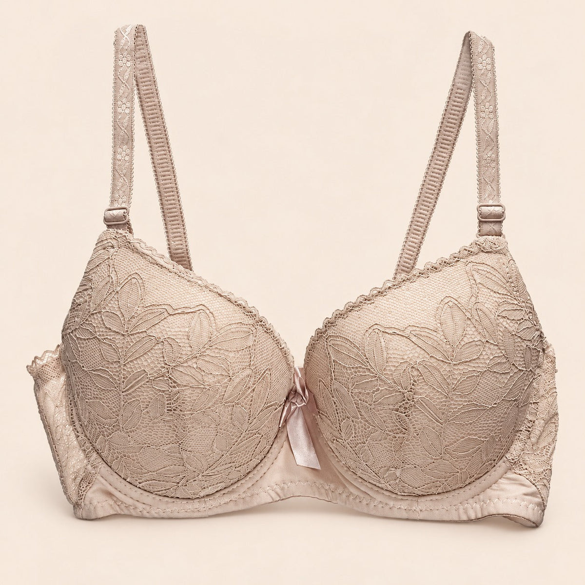 Brasier con encaje copa completa slight push up beige M