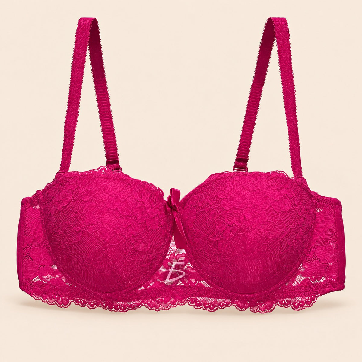 Brasier con aro con encaje y diseño floreado fucsia M