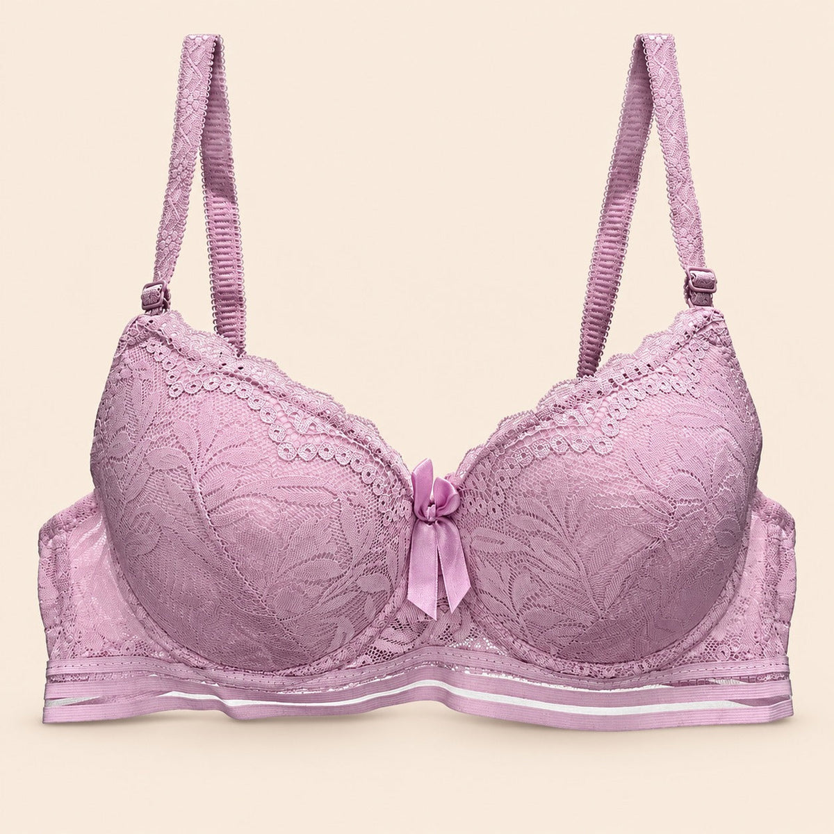 Brasier con encaje y push up con tirantes ajustables rosa M