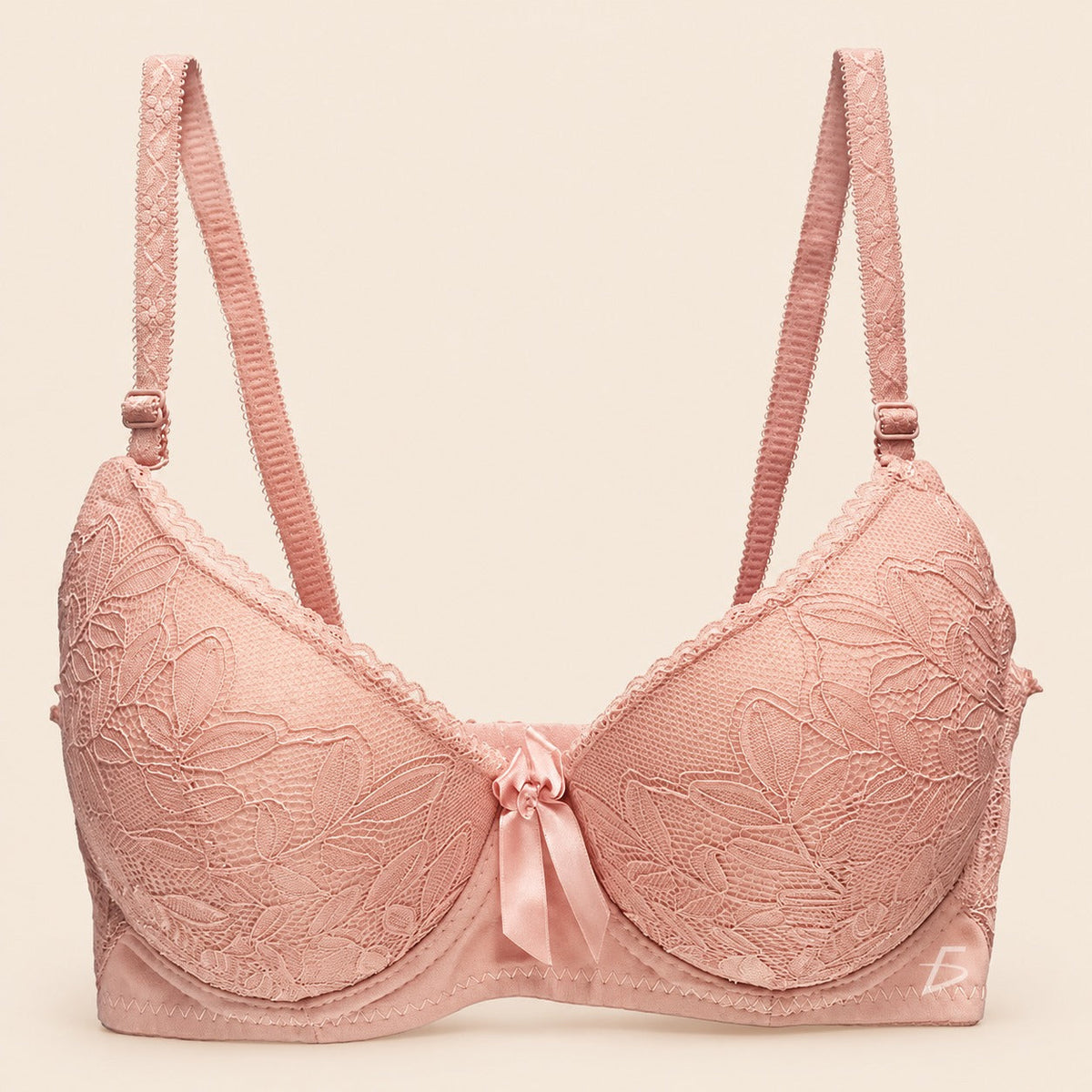 Brasier con encaje copa completa slight push up rosa claro M