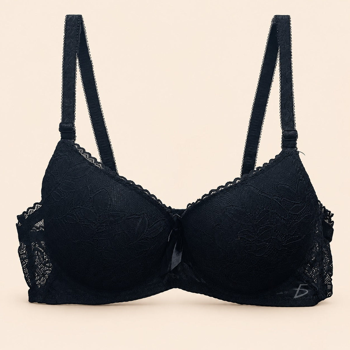 Brasier con encaje copa completa slight push up negro M