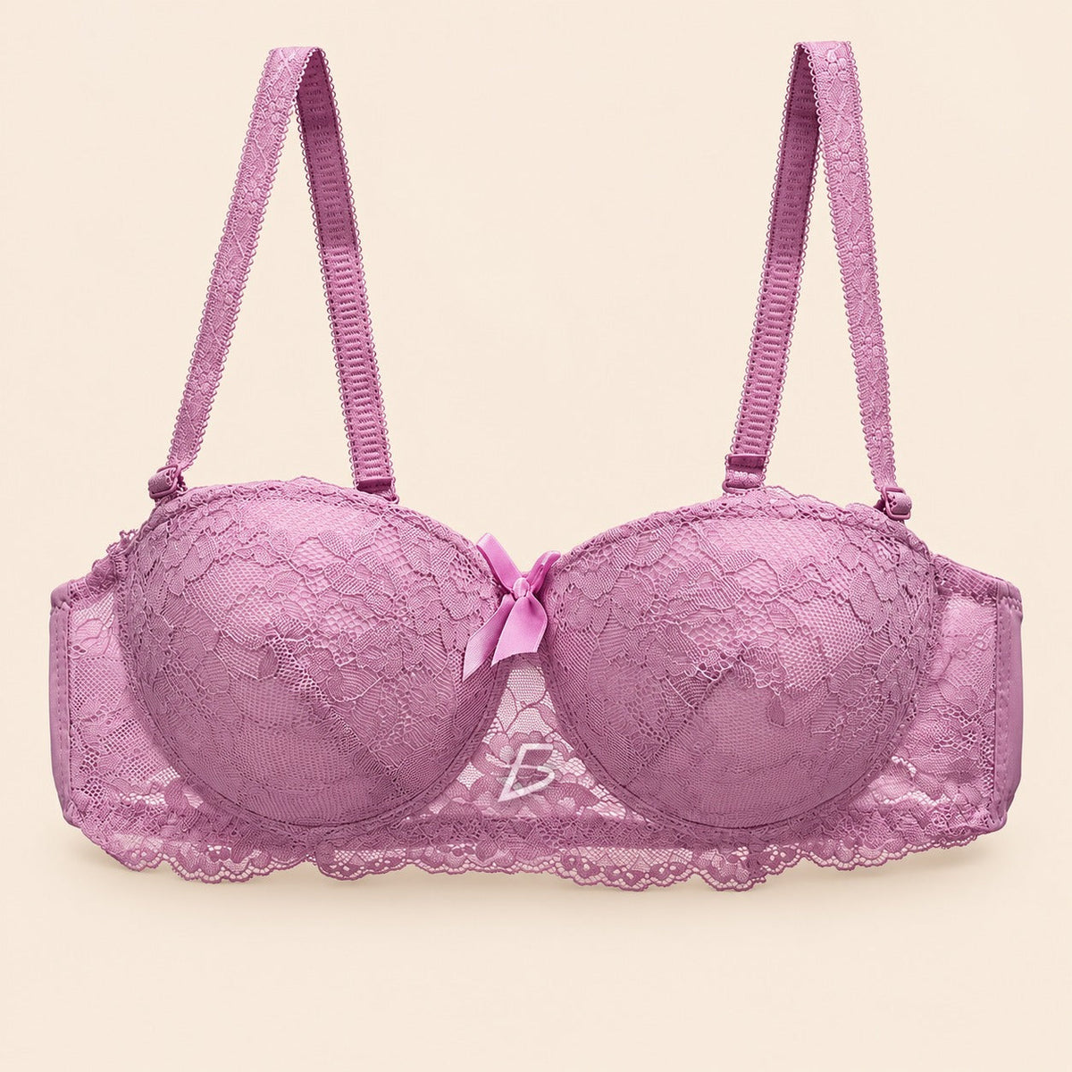 Brasier con aro con encaje y diseño floreado rosa M