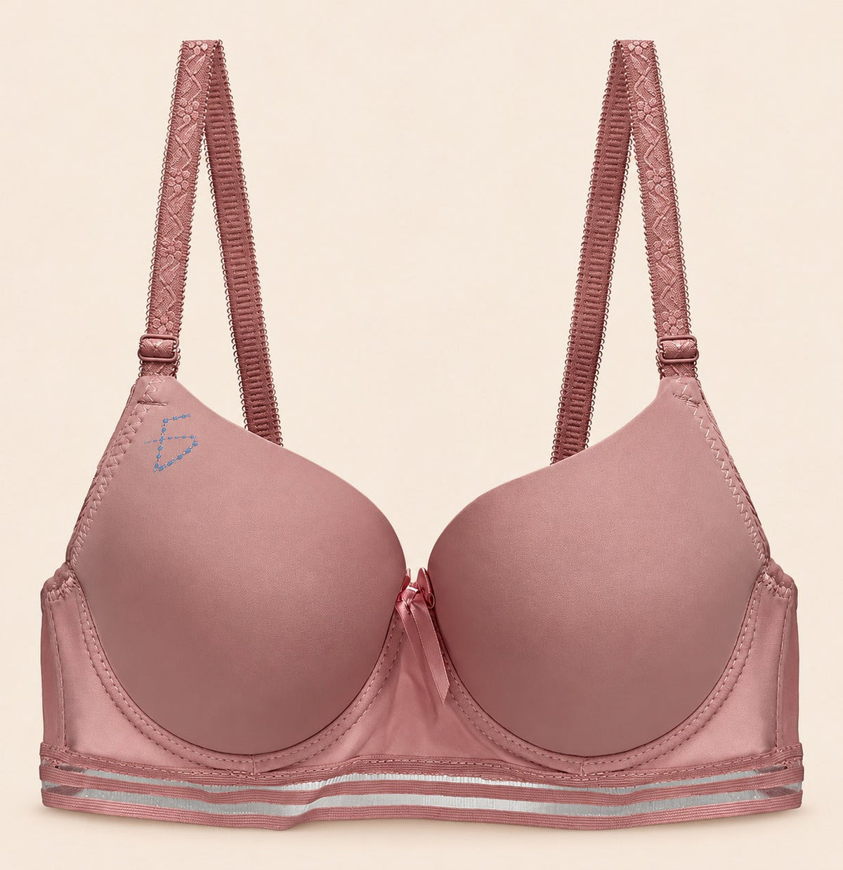 Brasier con encaje de copa completa coral M