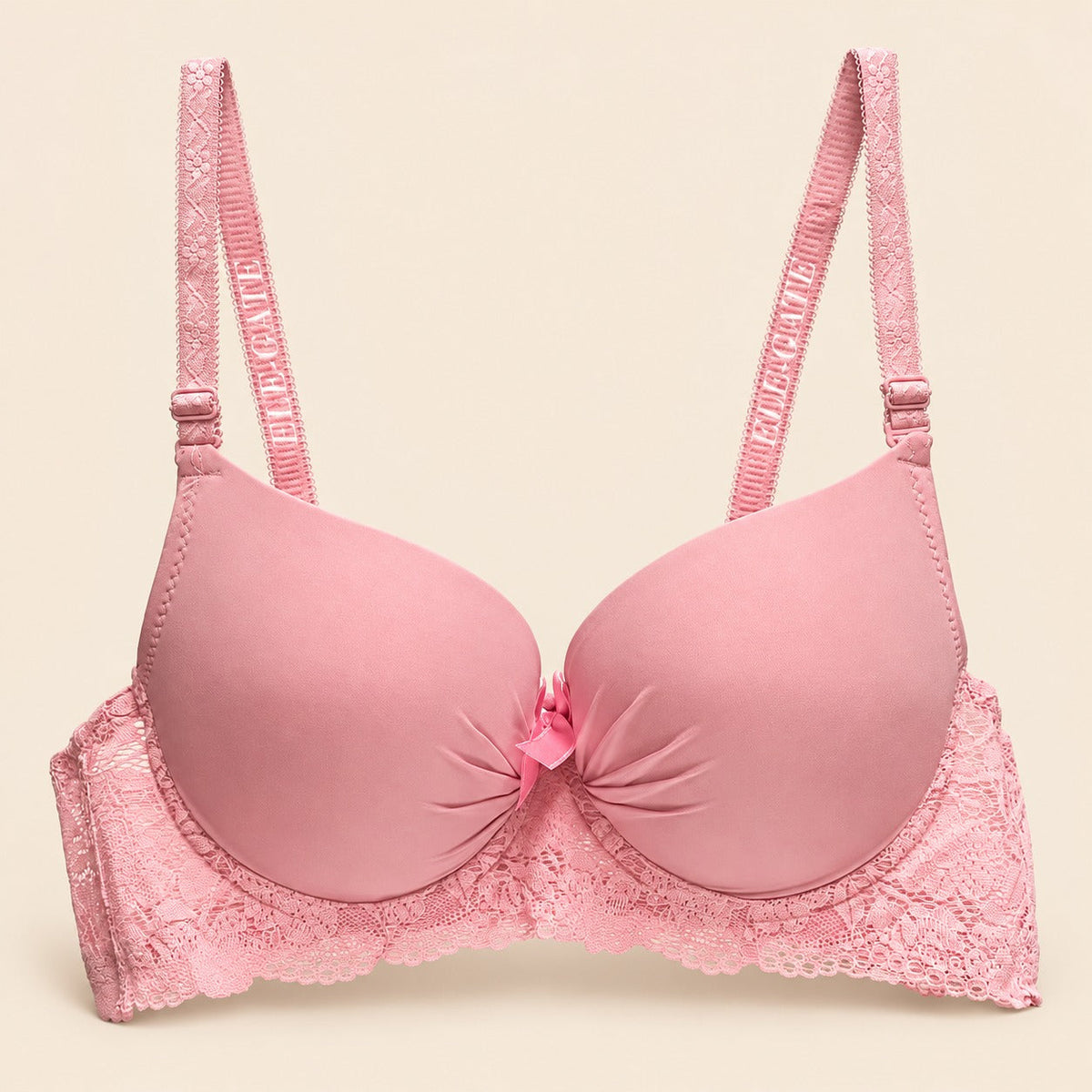Brasier con encaje de copa completa rosa M