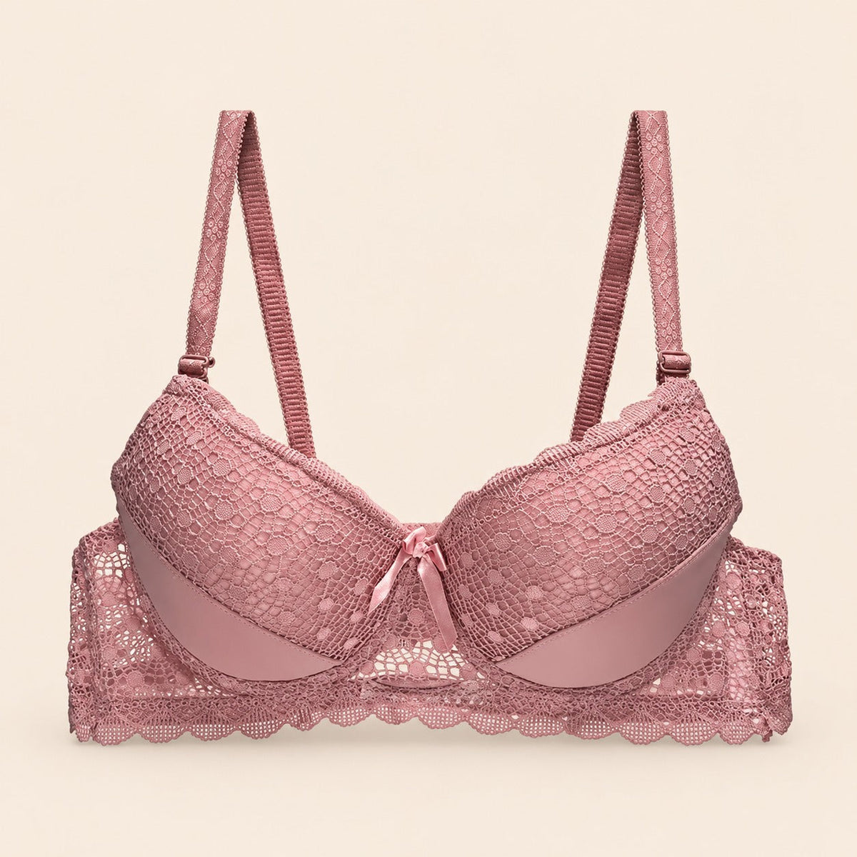Brasier con encaje trasparente de espalda copa completa rosa M