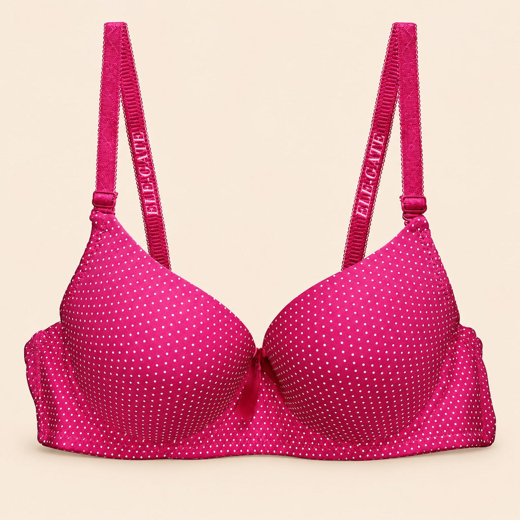 Brasier con diseño de lunares con efecto push up fucsia M