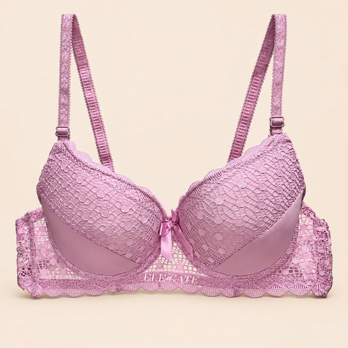 Brasier con encaje trasparente de espalda copa completa rosa M