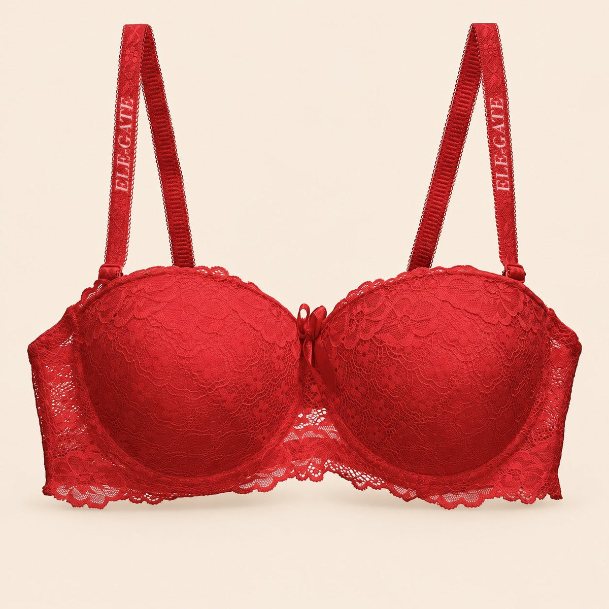 Brasier con encaje de flores copa completa rojo M
