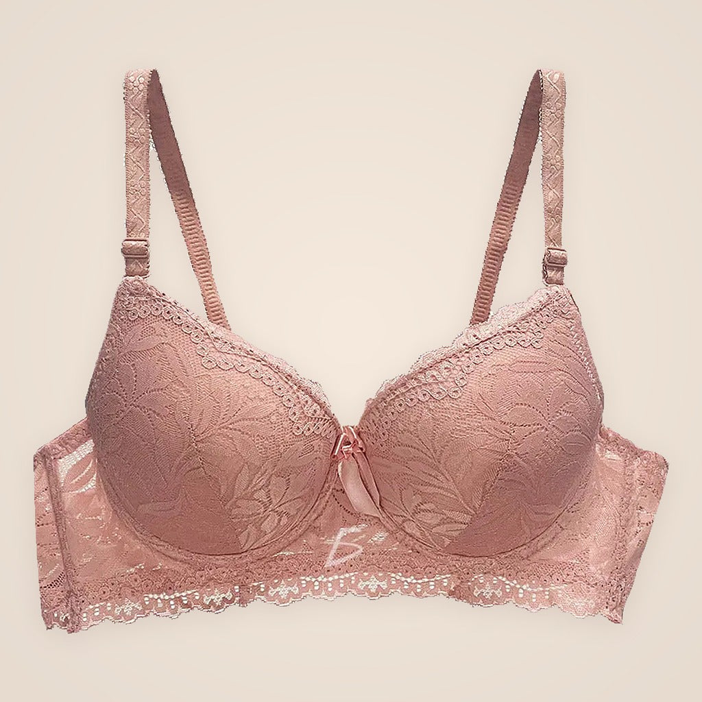 Brasier con encaje bordado push up rosa M